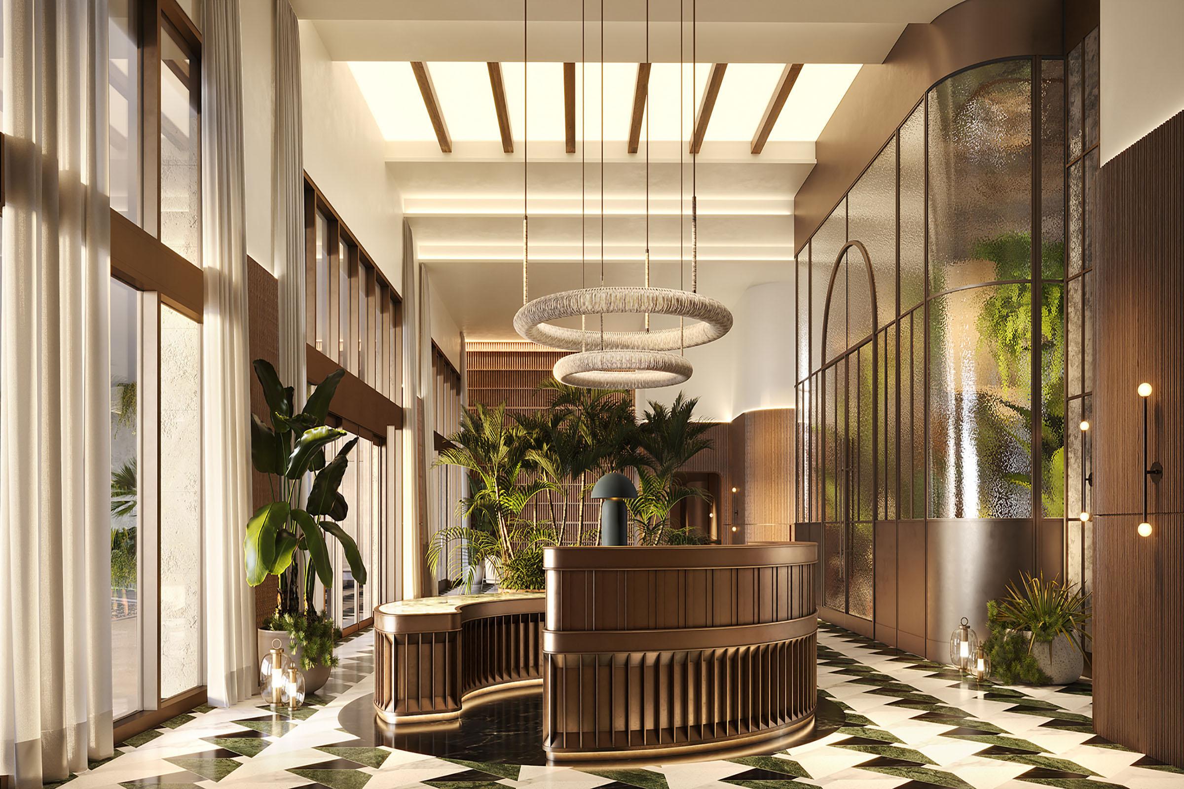 Rendering of THE WELL Coconut Grove Lobby Reception